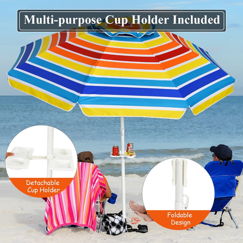 Aimee Lii 7.2 Feet Portable Outdoor Beach Umbrella with Sand Anchor and Tilt Mechanism, Sunbrella Patio Umbrellas, Multicolor Aimee Lii 7.2 Feet Portable Outdoor Beach Umbrella with Sand Anchor and Tilt Mechanism, Sunbrella Patio Umbrellas, Multicolor