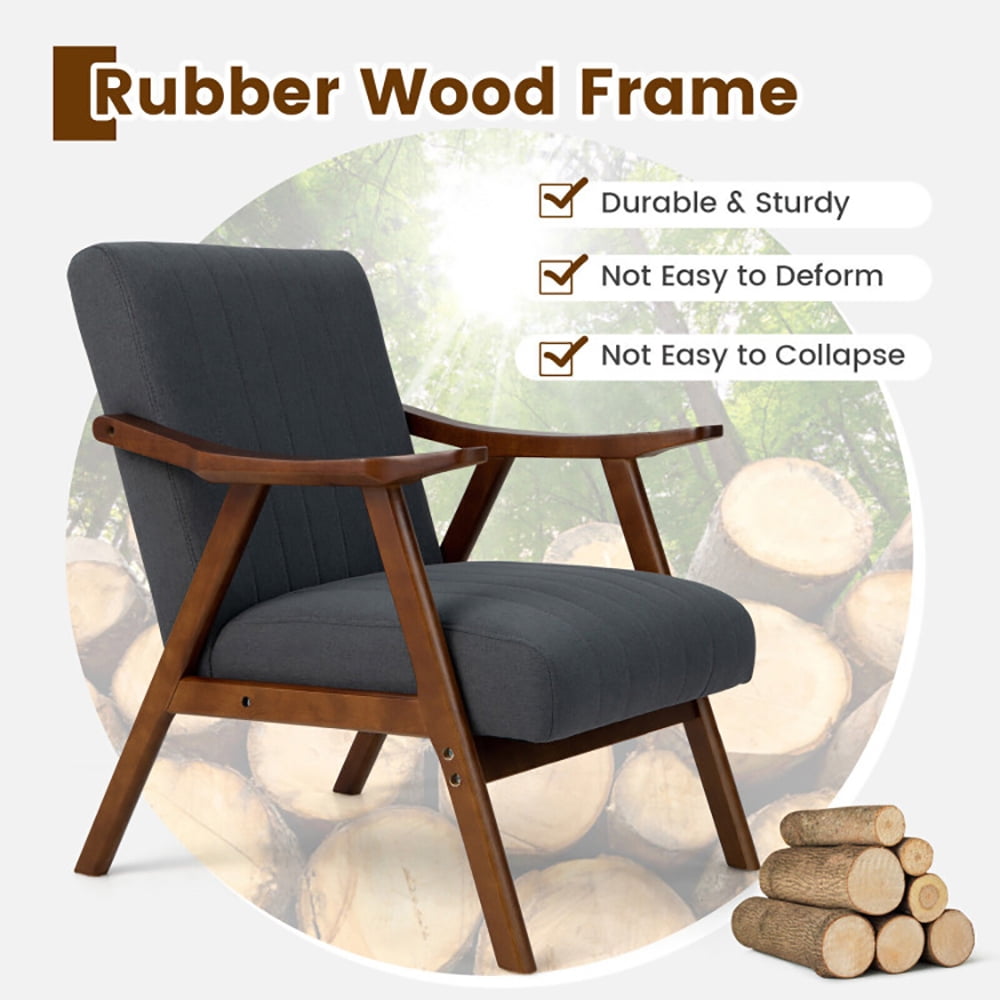 Finihen Upholstered Accent Armchair, Modern Accent Chair Leisure Armchair with Felt Pads, for Living Room, Bedroom, Gray