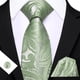 thumbnail image 3 of Set de Corbata Barry.Wang Verde Salvia con Diseño Paisley de Seda 150 cm, 3 of 6