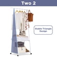 thumbnail image 6 of Clothes Rack on Wheels, Stainless Steel Rolling Garment Rack with with 2-Tier Storage Shelves and 2 Coat Hooks for Shoes, Clothing, Portable Garment Laundry Rack for Home Office, 6 of 8