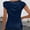Blue, variant on Womens Summer Tops Satin Blouse with Ruffled Bow Draped Front Short Sleeves Elegant Tunic Summer Shirt, Size XL