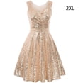 thumbnail image 3 of Sonducket Vestido plisado con cuello en V para mujer, vestido veraniego, fecha de baile, accesorios de ropa de verano Vestidos Oro  XXL Sonducket AP010963-15, 3 of 5