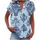 thumbnail image 1 of Camisetas de Manga Corta para las Mujeres Casual Impreso Botón Casa V-Cuello Camiseta Blusas, Poliéster, 1 of 6