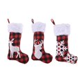 thumbnail image 1 of pitrice 3PCS Christmas Stocking Red and Black Grid Elk Snowflake Xmas Character Socks Christmas Tree Pendant, 1 of 1