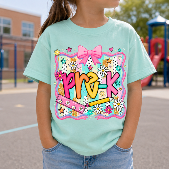 Back To School Shirt, Pre-K Doodle Graphic Tee, Cute First Day Of School Outfit, School Supplies Classroom Gift for Fun School Year
