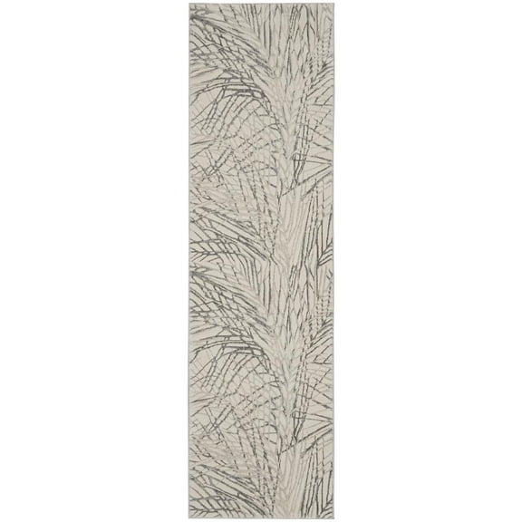 Nourison Rustic Textures Abstract Ivory/Grey 2'2" x 7'6" Area Rug, (2x8)