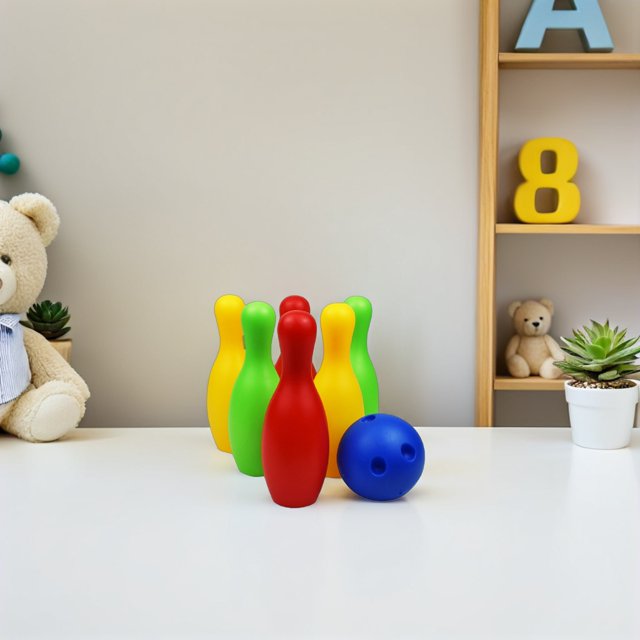UPGRATOR 1pcs Plastic Bowling Set With Pins Ball Scorecards Fun Activity For Parent Games And Bowling Beginners