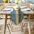thumbnail image 2 of GFDYREE Linen Burlap Table Runner Dresser Scarves, Retro Rustic Barn Wood Blue and Brown Table Runners for Farmhouse Kitchen, Dinner Holiday Parties, Wedding, Events, Decor - 13 x 120 Inch, 2 of 7