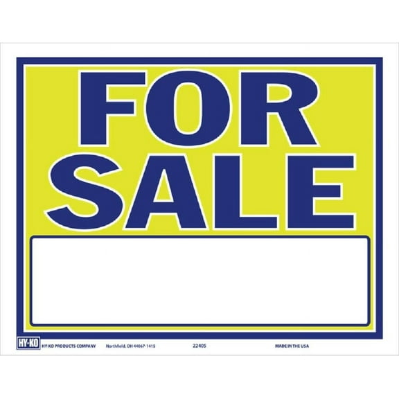Hy-Ko For Sale Neon Sign - Rectangle, Printed, Outdoor - 9 in. H x 13 in. W, Yellow