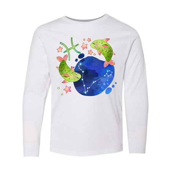 Inktastic Pisces Constellation Zodiac Sign Illustration Long Sleeve Youth T-Shirt