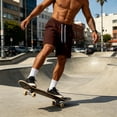 thumbnail image 5 of Sewkxo Men's Baggy Sweat Shorts 7" Cotton Summer Athletic Casual Shorts with Pockets,Coffee M, 5 of 8