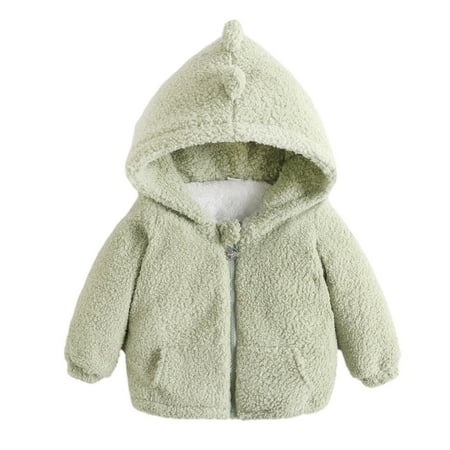 

Konbeca Winter Coats for Kids Toddler Dinosaur Hooded Pullover Tops Boys Girls Thicken Warm Bear Hoods Outerwear Infant Cute Ear Zipper Solid Sweater Baby Jackets Green 3-4 Years