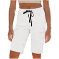 thumbnail image 3 of Cutuoiiu Womens Cargo Shorts, Loose Fit Solid Color Elastic Waist Multi Pocket Button Detail Bermuda Shorts for Daily Wear, Vacation Beach, 3 of 6