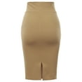thumbnail image 3 of A2Y Women's Basic Solid Ponte Knee Length Slit Techno Span High Waist Pencil Skirt Gold 3XL, 3 of 3