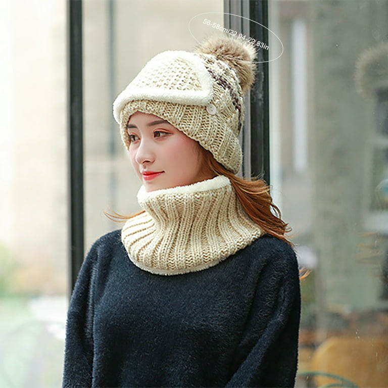 Kayannuo Back to School Clearance Fashion Kids Knitted Wool Scarf Hat  Pompom Cap Set Warm Winter + Face Mask Christmas Gifts