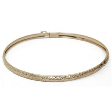 10K Yellow Gold Flexible Bangle Bracelet With Filigree Design 8 Inches
