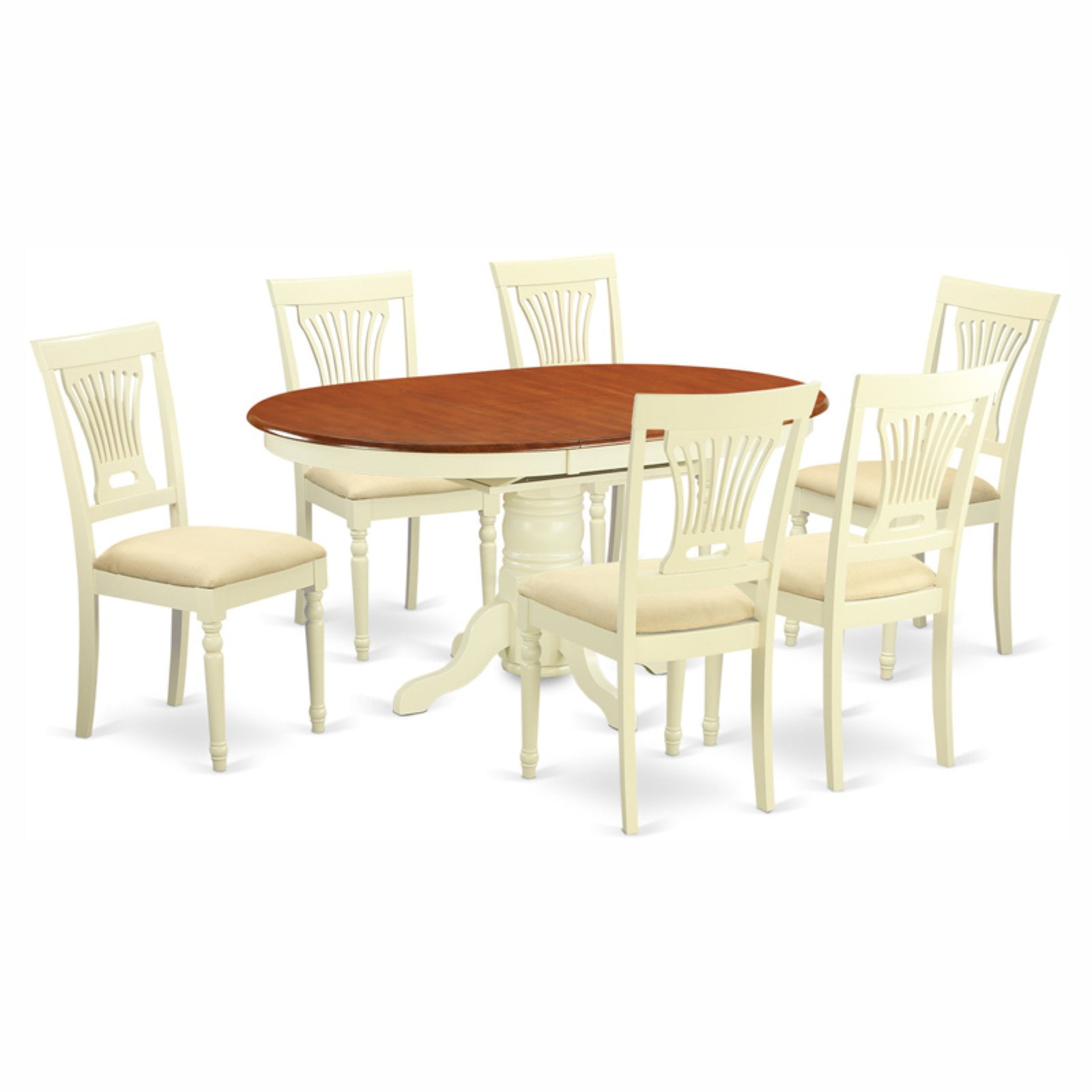 East West Furniture Avon 7 Piece Pedestal Oval Dining Table Set with