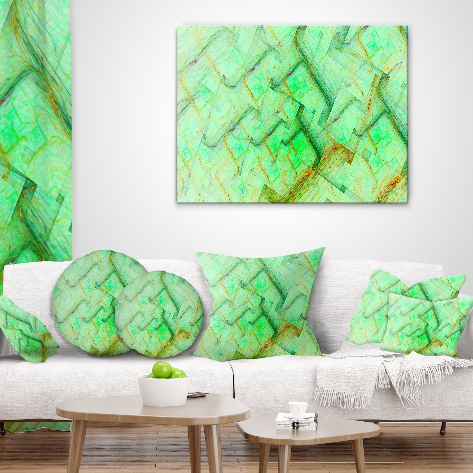 Designart Light Green Electric Lightning - Abstract Throw Pillow - 16x16