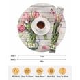 thumbnail image 6 of 13 Inch Round Placemats Set of 6, Pink Tulip Non Slip Heat Insulation PP Table Mats, Vintage Spring Floral Retro Art Butterfly Wooden Washable Place Mats for Kitchen Dining Party Table Decor, 6 of 7