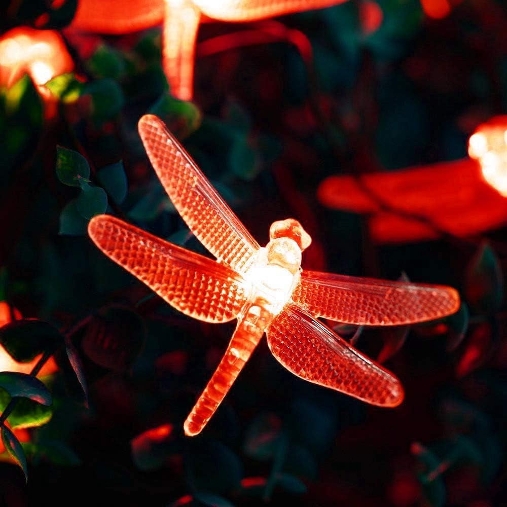 Outdoor Garden Solar String Lights, 7m 50LED Solar Garden Dragonfly String Lights Dragonfly String Light Waterproof for Yard