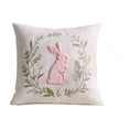 thumbnail image 2 of Embroidered Rabbits Mushrooms Cushion Cover, Decorative Pillowcase With Three-Dimensional Embroidery, for Living Room Sofa, Multi-color, 2 of 6