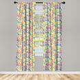 thumbnail image 3 of Ambesonne Cartoon Curtains, Circular Buttons, Pair of 28"x84", Multicolor, 3 of 5