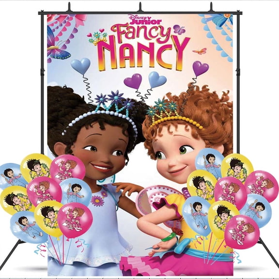 Fancy Nancy Backdrop Balloons Banner Party Decorations Taspestry Wall Decor Background Poster Supplies