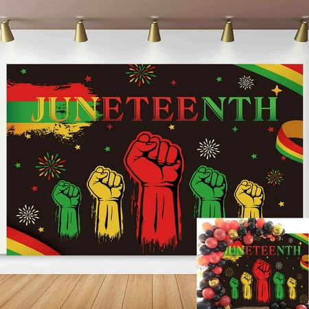 Image of Backdrop African American Independence Day Background June 19th Freedom Day Black Liberation Party Decoration Supplies Photo Booth Props 8x6FT