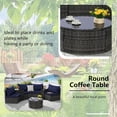thumbnail image 3 of 7 Pieces Half-Moon Outdoor Patio Furniture Set, Rattan Patio Conversation Set with Coffee Table & 2 Sofa Side Table for Backyard, Blue, 3 of 7