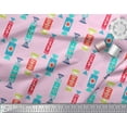 thumbnail image 2 of Soimoi Pink Heavy Satin Fabric Candies Food Print Fabric by the Yard 54 Inch Wide, 2 of 3