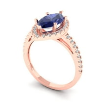 2.38ct marquise cut blue tanzanite 18k rose gold halo Bridal Wedding Engagement Promise Anniversary Ring for Women size 5