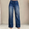thumbnail image 2 of hoksml Women's Casual Pull On Drawstring Waist Wide Leg Denim Jeans Soft Stretchy with Front Patch Pockets for Daily and Street Wear, 2 of 6