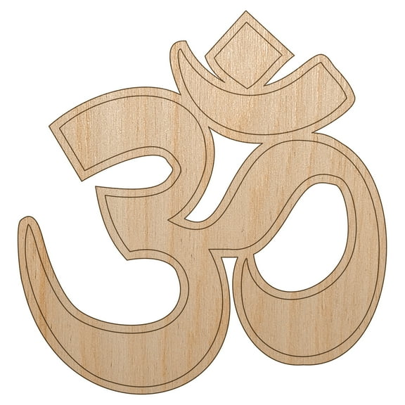Om Aum Hinduism Buddhism Jainism Yoga Symbol Wood Shape Unfinished Piece Cutout Craft DIY Projects - 4.70 Inch Size - 1/8 Inch Thick