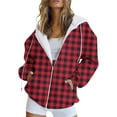 thumbnail image 2 of Dyfzdhu Zip up Hoodies for Women Casual Plaid Long Sleeve Jacket Drawstring Hooded Sweatshirt With Pocket Plus Size, 2 of 4