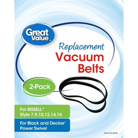 Great Value Bissell Replacments Vacuum Style 7 Belt, 2350 (2-Pack)