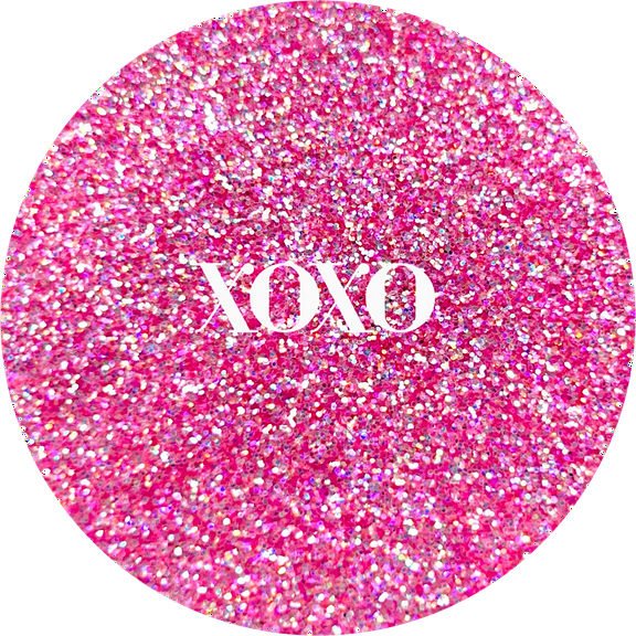 Glitter Heart Co. - High Quality Polyester Glitter - 2 oz Bottle - XOXO - Iridescent Pink