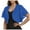Z10013-Blue, variant on HNMKIU Womens Cardigan Short Sleeve Casual Solid Color Top with Flounce Hem Lightweight Summer Button Up Cover Up Z10011-White,XXL