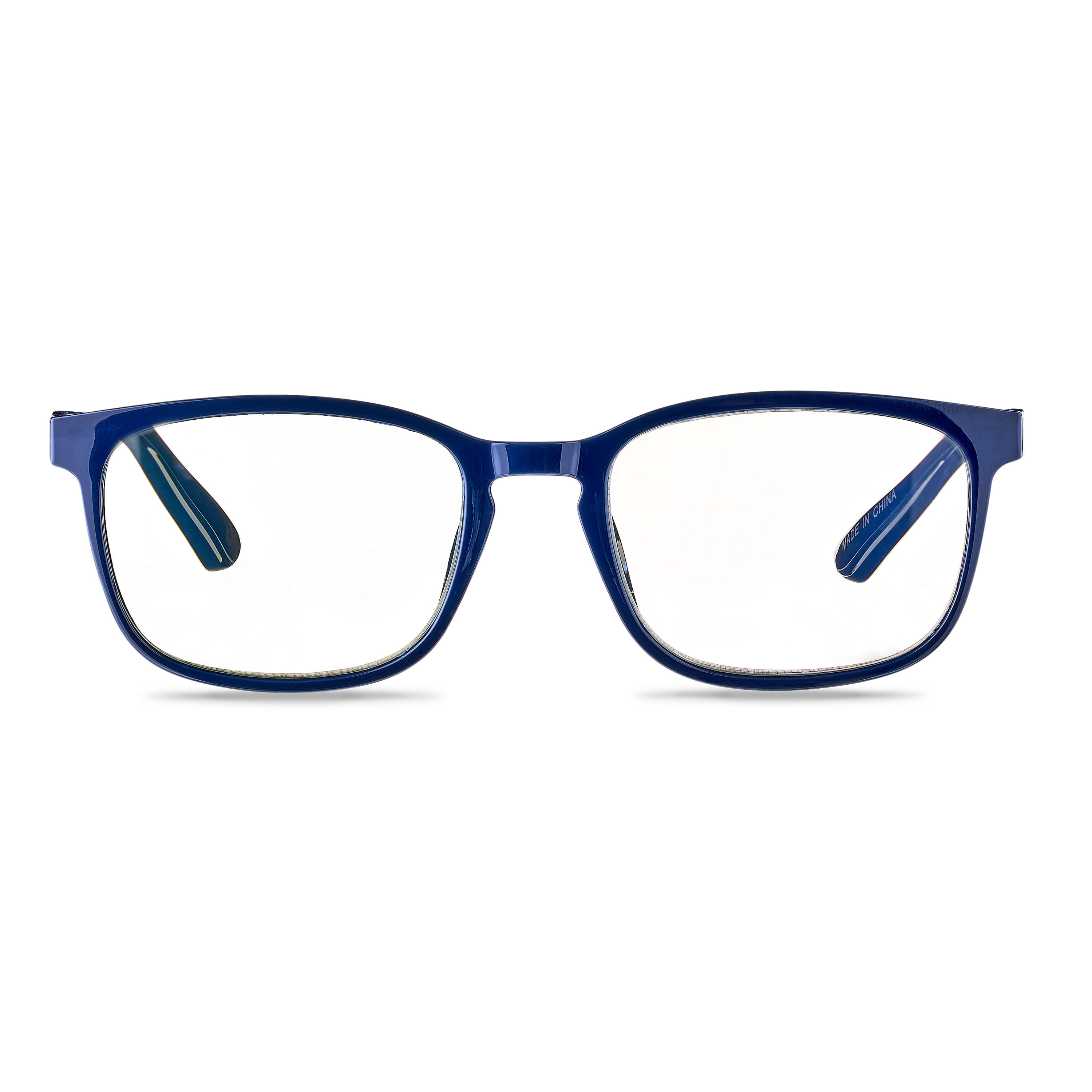 (2 pack) Equate Unisex Pike Bluelight Rectangular Reading Glasses with Case, Dark Grey Blue, +1.50