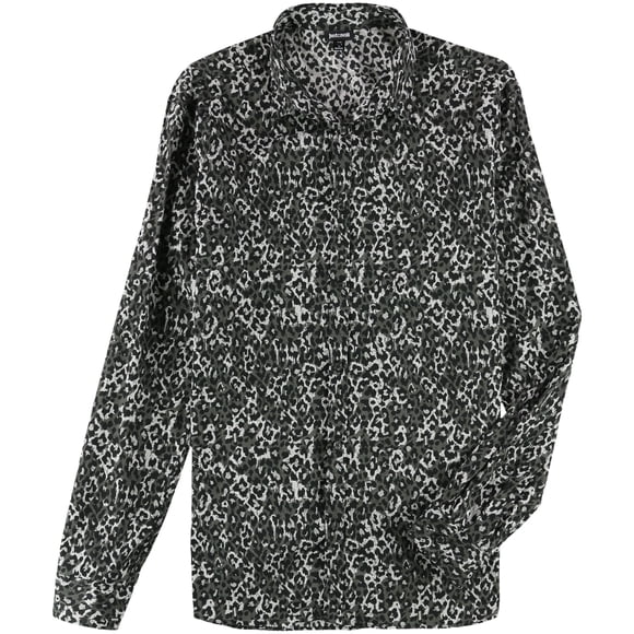 Just Cavalli - Camisa con botones y cuello de águila gris para hombre, color negro, cuello de 56 pulgadas y manga
