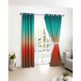 thumbnail image 3 of Teal Red Brown Ombre Blackout Curtains for Bedroom/Living Room, Thermal Insulated Kitchen Curtains, Contemporary Gradient Abstract Grommet Darkening Window Treatment Drapes 52"x63"x2, 3 of 8