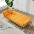 thumbnail image 3 of 70.1 Inch Futon Double Sofa Bed, 2 in 1 Velvet Loveseat Sofa with Adjustable Backrest and Folding Armrests, Effortless Assembly, Futon Sofa Bed for Living Room, Bedroom, Office and Apartment, Yellow, 3 of 8