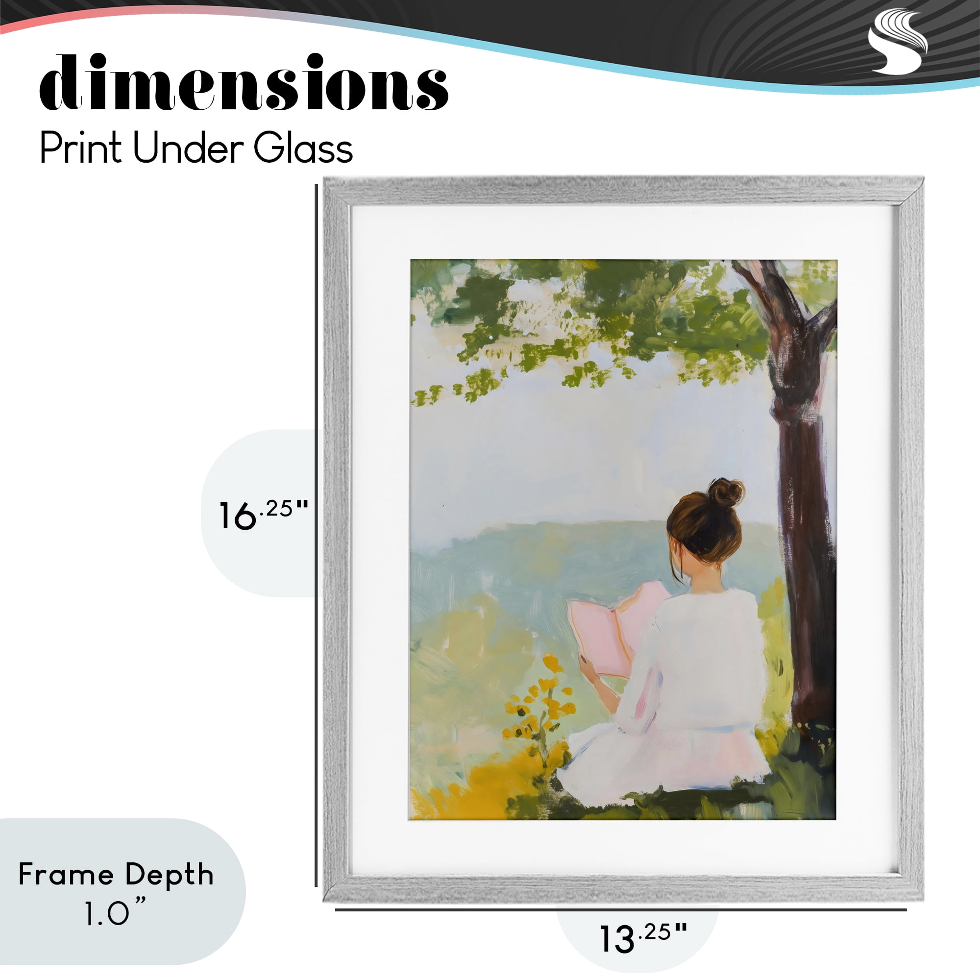 Stupell Industries Girl Reading in Nature Gray Framed Print Under Glass, design by The Prints Vibe