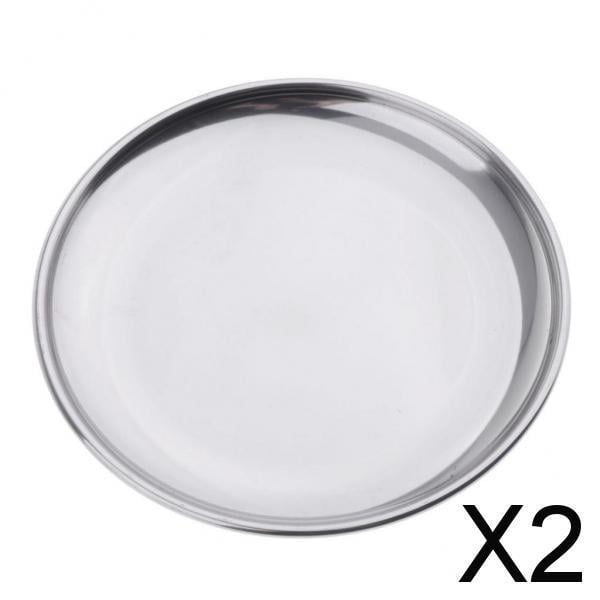 Juego de Platos de Acero Inoxidable 14CM con Diseño Exclusivo , Plata, 2 piezas