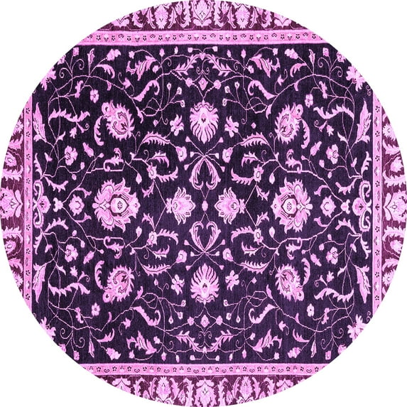 Ahgly Company Indoor Round Oriental Purple Traditional Area Rugs, 7' Round