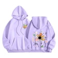 thumbnail image 3 of Sentmoon Chandail à Capuche pour Femmes Manches Longues Ample Grande Taille Chandail en Molleton Femme Imprimé Floral avec Poche Cordon de Serrage Extensible Tenues d'Automne Hiver Mode Urbaine pour Fête TG, 3 of 6