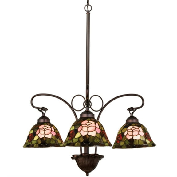 Meyda Tiffany 27418 Stained Glass / Tiffany 3 Light Down Lighting Chandelier From The