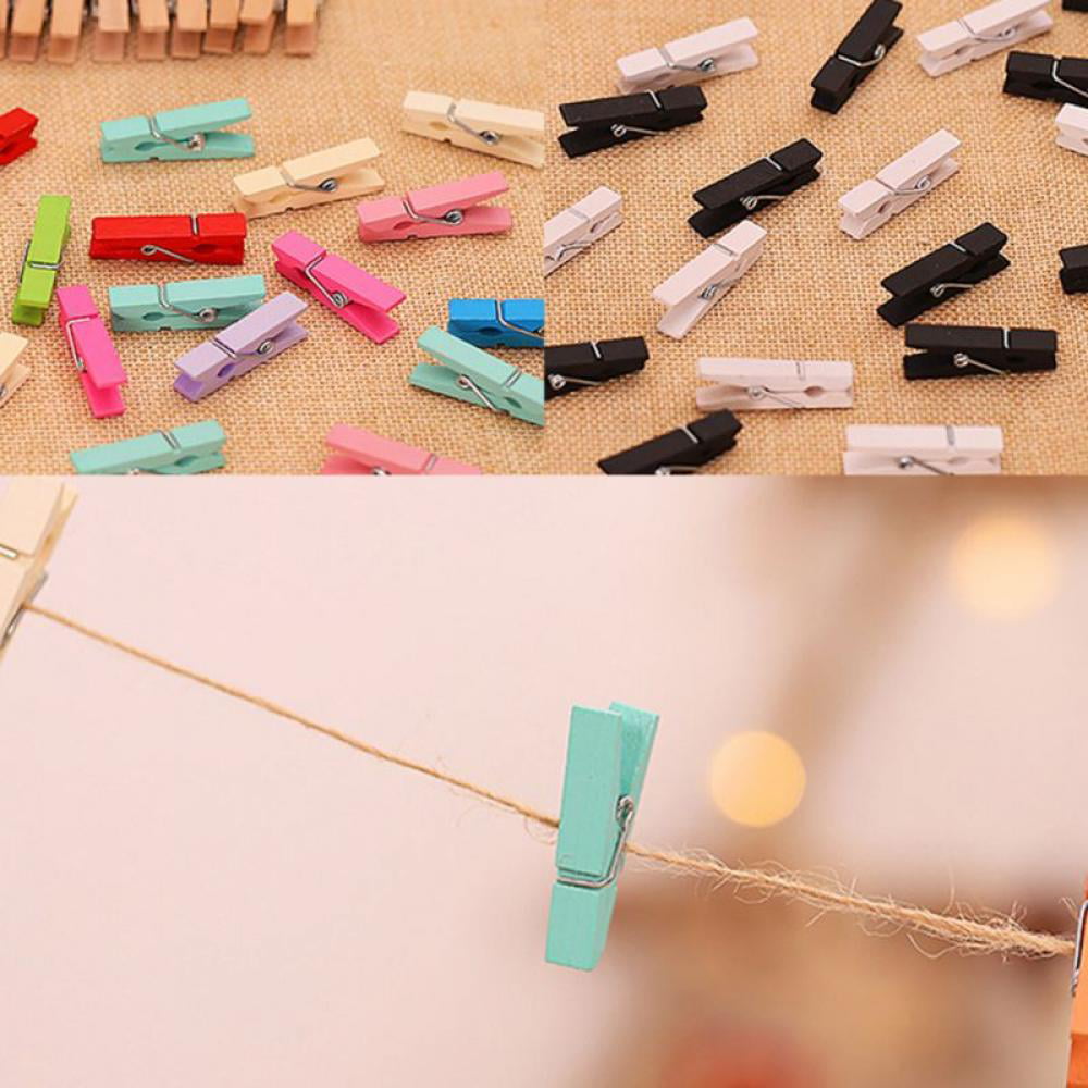 Minimanihoo 20 Pcs Colored Clothespins Clothes Pins Wooden - Small Mini Clothespins for Photos Pictures Crafts, Color Close Pin Wood Clothing Closepins Chip Clip