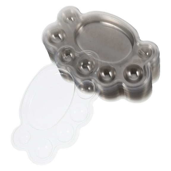 50pcs Small Foot Shape Paint Palette Tray Clear Plastic Paint Dish Tray Color Mixing Pallet for Kids Painting Supplies