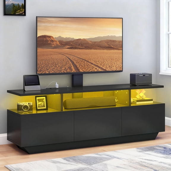 Dextrus TV Stand for TVs up to 65", Modern LED TV Stand w/Power Outlets, Entertainment Center with Storage