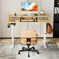 thumbnail image 5 of Electric Standing Office Desk, Height Adjustable Computer Desk Workstation with Double Drawers, Display Bracket, Stainless Steel Frame and T-Shaped Legs, 5 of 7